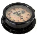 A cast iron ships bulk head timepiece, the silvered copper dial with printed inscription The Ontario