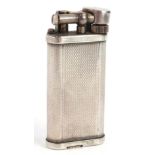 A Dunhill cigarette silver plated cigarette lighter, with engine turned decoration, stamped W F