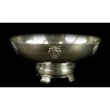 An Elizabeth II silver fruit bowl or centrepiece, the rope twist border cast with grapes and