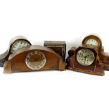 Various mantel clocks, to include a late 19thC walnut example with enamel dial, Roman numerals (AF),