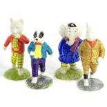 Four Beswick Rupert the Bear limited edition figurines, Rupert the Bear, Podgy Pig, Bill Badger