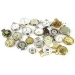A collection of pocket watches, to include a French example with Masonic type engraving, numbered