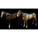 Two Beswick brown horses, 21cm H.