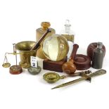 Miscellaneous items, to include a large fortune telling type glass bowl, desk calendar, miniature