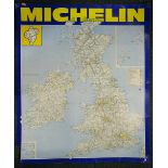 A Michelin metallic garage map, showing England and Ireland, 73cm W.