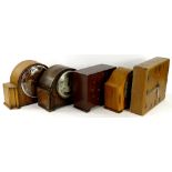 A collection of five mainly oak cased clock, to include a Smiths Sectric Art Deco example, a similar