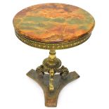 A gilt metal and onyx occasional table, the circular top with a moulded edge above a decorative