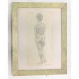 Steven Worth. Nude female, pencil sketch, 46cm x 23cm.