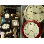 A large quantity of modern Quartz movement alarm and wall clocks etc. (2 boxes)Provenance: This