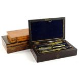 Three partial sets of drawing instruments, brass and some steel etc.