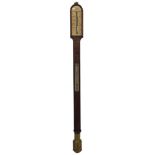 A Victorian rosewood stick barometer, with arched top and ivory maker for Horn Cohen, Newcastle, and