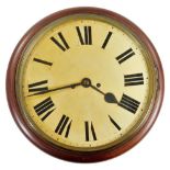 A 19thC mahogany double fusee wall clock, the 29cm Dia. Roman numeric dial in a plain case, 8-day