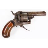 A 19thC English patent pin fire pocket pistol, with polished wooden stock, stamped to the barrel,