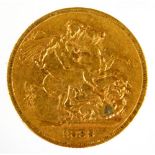 A Victorian gold full sovereign, 1883.