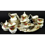 A Royal Albert porcelain Old Country Roses pattern part tea service etc., to include teapot, cups,