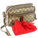 A Gucci Ophidia Supreme mini bag, in canvas with leather trim and web stripe detail to centre,