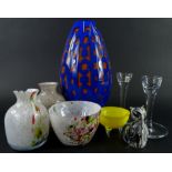 An Orrefors Swedish glass vase, designed by Helen Krantz, decorated with a geometric design in