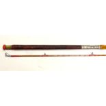 A Hardy fishing rod, number 31070, the two piece rod with a metal core, 312cm overall.