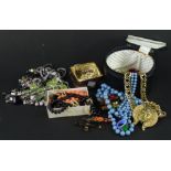 A quantity of modern costume jewellery, to include a Victorian/Edwardian coral floral spray