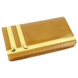 A vintage Lanvin clutch bag, with gilt metal shoulder strap, in tan with caramel leather decoration,