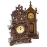 A Junghans late 19thC walnut timepiece, modelled in the form of a longcase clock and embellished