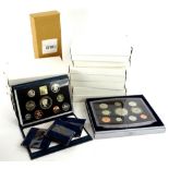 Various Royal Mint annual coin sets, for 1999, 1996, a millennium set for 2000, 1995, 1997, 1998,