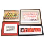 Four Manchester United related prints, to include after Steve Goig, The Busby Babes Final Game,