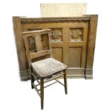 A late 19th/early 20thC small oak altar or cupboard, carved with gothic style trefoil window devices