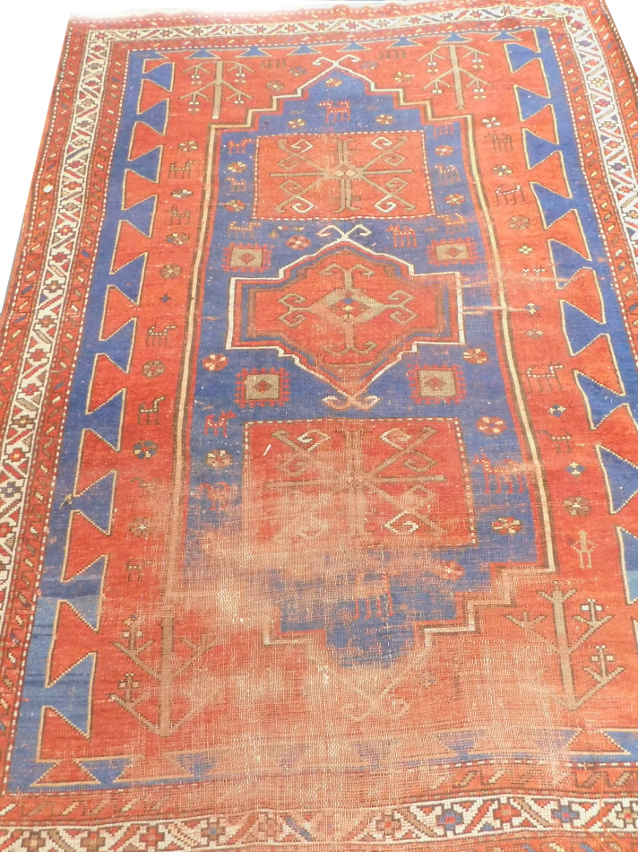 A Persian runner, with a multicolour stripe design, one wide and two narrow borders, 290cm x 90cm.