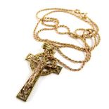 A 9ct gold crucifix pendant and chain, the crucifix with Jesus on cross, on a fine rope twist chain,