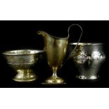 A collection of small silver, to include a sugar bowl, small vase and a helmet shaped cream jug, 5¾