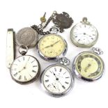 Miscellaneous pocket watches, to include silver plate and chrome plate, and a continental white