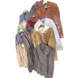 Various gentleman's leather and suede jackets, various colours, sizes etc.