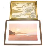 After Spencer. Sea, coastal scene, coloured print and an oriental print after Tannyu. (2)