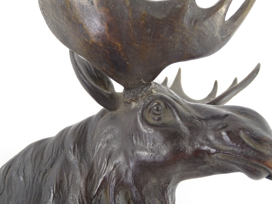 Continental School. Figure of a standing moose, bronze, 36cm H. - Image 3 of 4