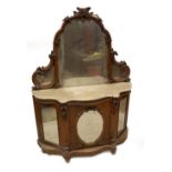 A Victorian figured walnut mirrorback chiffonier, with shaped plate and moulded frame, serpentine