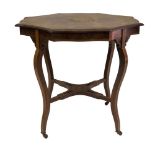 A late Victorian rosewood occasional table, with circular floral marquetry centre medallion in