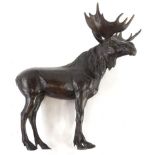Continental School. Figure of a standing moose, bronze, 36cm H.