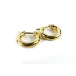 A pair of 9ct gold hoop earrings, approx 1cm drop, 1.2g all in.