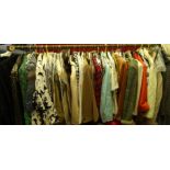 A quantity of ladies vintage clothing, to include a fawn coloured velvet blazer, leopard print