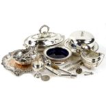 Various silver plated tureens, muffin dish etc.