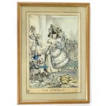 A 19thC fashion plate. The Bustle, published by Thomas McLean, 26 Haymarket, hand coloured, 36cm x