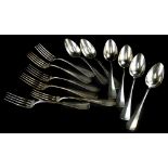 Various Continental Old English pattern table forks, and serving spoons.