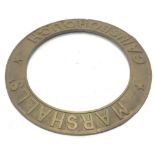 A cast brass steam or traction engine roundel, stamped Marshalls Gainsborough, 55cm dia.