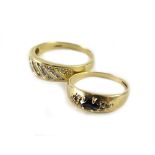Two 9ct gold dress rings, to include a diamond set cross design dress ring, 3.2g all in, and a 9ct