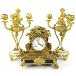 A late 19thC French ormolu mantel clock, signed Le Roy and Fils Paris, the clock decorated with