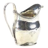 A George III silver milk jug, with engraved decoration, a reeded handle etc., London 1805, 3oz.