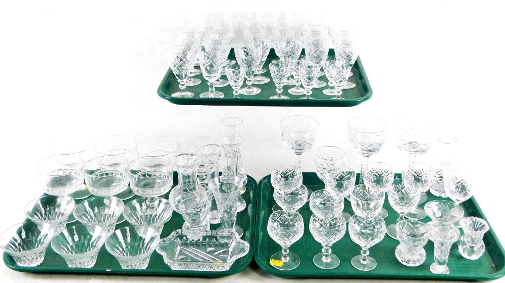 Various crystal cut glass and other glassware, drinking glasses, sundae glasses, 12cm H, sherry