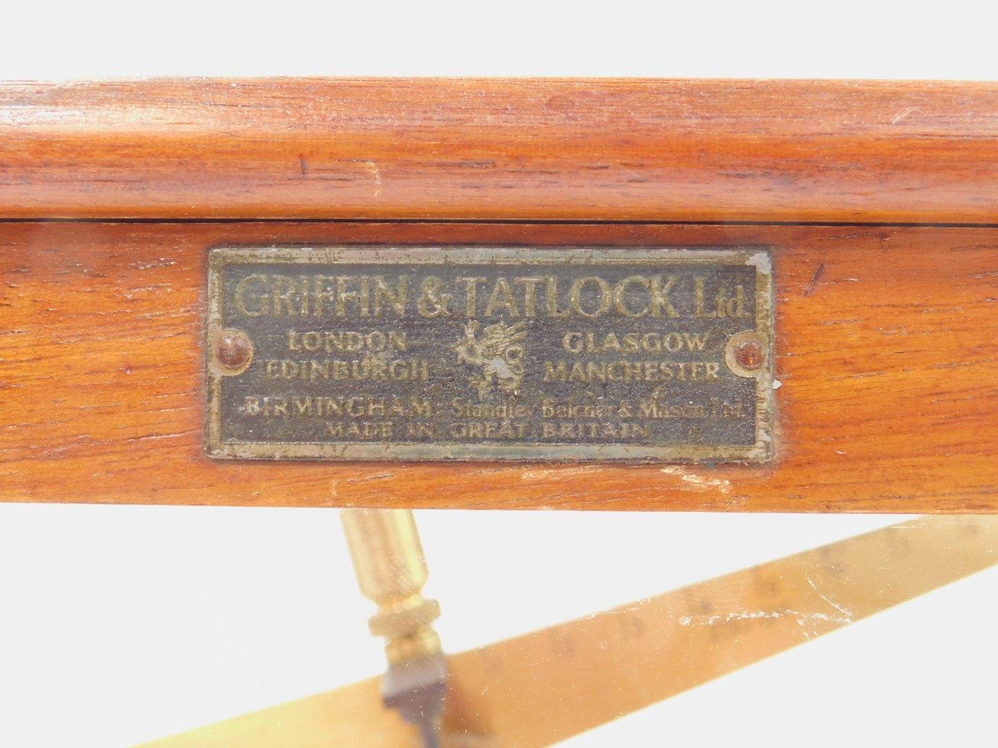 A set of early 20thC Griffin & George Ltd chain driven pharmacy scales, Regd no.830303, brass - Image 2 of 3