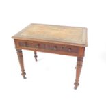 A Victorian mahogany writing table, the rectangular top with a moulded edge above two frieze